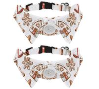 2 Pack Dog Bow Tie Collars, Cat Collar with Bell and Quick Release Buckle for Small Pets, Collection of Different Christmas Gingerbread Cookies