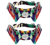 2 Pack Dog Bow Tie Collars, Cat Collar with Bell and Quick Release Buckle for Small Pets, Colorful Race Cars on the Racing Track