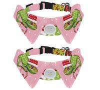 2 Pack Dog Bow Tie Collars, Cat Collar with Bell and Quick Release Buckle for Small Pets, Cute Christmas Chameleon Animal with Hat and Snowflake