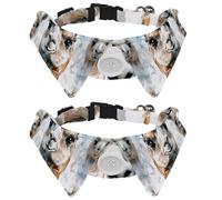 2 Pack Dog Bow Tie Collars, Cat Collar with Bell and Quick Release Buckle for Small Pets, Cute Watercolour Llama Alpaca Pattern
