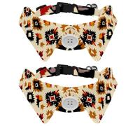 2 Pack Dog Bow Tie Collars, Cat Collar with Bell and Quick Release Buckle for Small Pets, Ethnic Western Style Boho Geometric Pattern