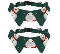 2 Pack Dog Bow Tie Collars, Cat Collar with Bell and Quick Release Buckle for Small Pets, Merry Christmas Snowman