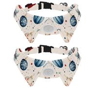 2 Pack Dog Bow Tie Collars, Cat Collar with Bell and Quick Release Buckle for Small Pets, Merry Christmas Elements Xmas Baubles Seamless Pattern