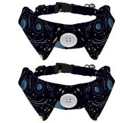 2 Pack Dog Bow Tie Collars, Cat Collar with Bell and Quick Release Buckle for Small Pets, Night Sky Planets Comets Constellations