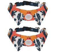 2 Pack Dog Bow Tie Collars, Cat Collar with Bell and Quick Release Buckle for Small Pets, Puppy and Kitten Faces Funny Color Blocks
