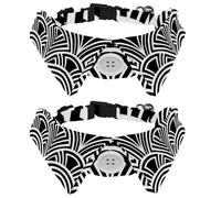 2 Pack Dog Bow Tie Collars, Cat Collar with Bell and Quick Release Buckle for Small Pets, Seamless Geometric Black and White Pattern