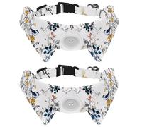 2 Pack Dog Bow Tie Collars, Cat Collar with Bell and Quick Release Buckle for Small Pets, Seamless White and Yellow Pattern