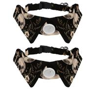 2 Pack Dog Bow Tie Collars, Cat Collar with Bell and Quick Release Buckle for Small Pets, Skull Moon Mushroom Butterfly Night Plant Gothic Pattern