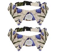 2 Pack Dog Bow Tie Collars, Cat Collar with Bell and Quick Release Buckle for Small Pets, Vintage Purple Iris Flowers Seamless Pattern
