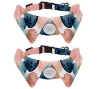 2 Pack Dog Bow Tie Collars, Cat Collar with Bell and Quick Release Buckle for Small Pets, Watercolor Abstract Shapes in Light Pastel Tones