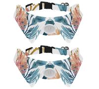 2 Pack Dog Bow Tie Collars, Cat Collar with Bell and Quick Release Buckle for Small Pets, Watercolor Underwater Seaweed and Corals