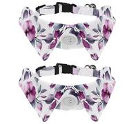 2 Pack Dog Bow Tie Collars, Cat Collar with Bell and Quick Release Buckle for Small Pets, Watercolor Wild Roses Floral Seamless Pattern