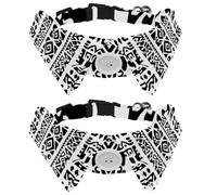 2 Pack Dog Bow Tie Collars, Cat Collar with Bell and Quick Release Buckle for Small Pets, Western Africa Geometric Seamless Pattern