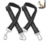 2 Pack Dog Car Seat Belt, Adjustable Dog Car Harness, Dog Seatbelt Equipped with a Padded Lead with Universal Carabiner, Essential Dog Car Accessories, Dog Safety Belt for Car