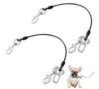 2 Pack Dog Car Seat Belt, Chew Proof Car Harnesses Made of Coated Wire Double-Clip Design, 16-Inch Pet Safety Restraint Leash, Dog Vehicle Harnesses for Cars, Travel, Small to Medium Dogs