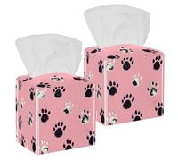 2 pack Dog Cat Paw Animal Footprint Tissue Box Holder on Table and Barth room