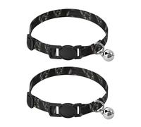 2 Pack Dog Collar Black Cat Bright Eyes Kitten Bell Collar, Adjustable Length 10.6" to 17.1"