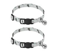 2 Pack Dog Collar Black Cats Green Eyes Dog Collar with Bell, Adjustable 10.6 to 17.1 Inches