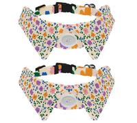 2 Pack Dog Collar, Colorful Ditsy Flower Floral Pattern Adjustable Cat Collar with Bowtie for Small Dogs Puppies Cats Rabbits, Neck 11.2-12.2 in