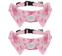 2 Pack Dog Collar, Hearts Roses, Adjustable Cat Collar with Bowtie, Pet Collars for Dog Soft Bowtie Dog Collars for Small Pet