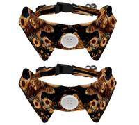 2 Pack Dog Collar, Highland Cow Sunflower Adjustable Cat Collar with Bowtie, Pet Collars for Dog Soft Bowtie Collars for Small Pets