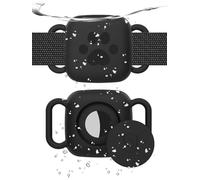 2 Pack Dog Collar Holder Compatible with Tile Mate 2022 2024 Tracker, Waterproof Anti-Scratch Finder Protective Cover for Tile Tracker, Silicone Case Accessories for Pets Dog Cat(Black Black)