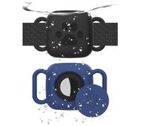 2 Pack Dog Collar Holder Compatible with Tile Mate 2022 2024 Tracker, Waterproof Anti-Scratch Finder Protective Cover for Tile Tracker, Silicone Case Accessories for Pets Dog Cat(Black Blue)