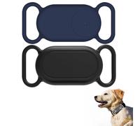 2 Pack Dog Collar Holder for Samsung Smart Tag 2, Waterproof Silicone Case for Galaxy Smart Tag 2 Anti-Lost Scratch Resistant Protective Case for Pet Dog Cat Collars (Black/Blue)