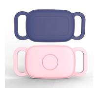 [2 Pack] Dog Collar Holder for Tile Pro 2024 Tracker, Waterproof Silicone case for Tile Life360 pro, Durable Flexible Scratch Resistant Cover Finder for pet cat Necklace Accessories(Blue/Pink)