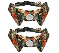 2 Pack Dog Collar, Jungle Leopard Flower, Adjustable Cat Collar with Bowtie, Pet Collars for Dog Soft Bowtie Dog Collars for Small Pet