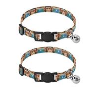 2 Pack Dog Collar Monkeys Beach Blue Skies Dog Collar with Bell, Adjustable Length 10.6" to 17.1"