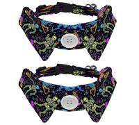 2 Pack Dog Collar, Neon Skeleton, Adjustable Cat Collar with Bowtie, Pet Collars for Dog Soft Bowtie Dog Collars for Small Pet