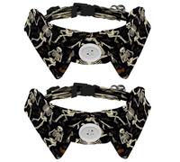 2 Pack Dog Collar, Skeletons Dance, Adjustable Cat Collar with Bowtie, Pet Collars for Dog Soft Bowtie Dog Collars for Small Pet