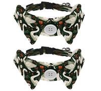 2 Pack Dog Collar, Swans Floral, Adjustable Cat Collar with Bowtie, Pet Collars for Dog Soft Bowtie Dog Collars for Small Pet