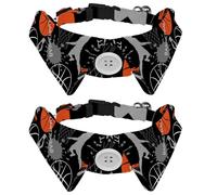 2 Pack Dog Collar with Bowtie and Bell, Abstract Basketball Sport Ball Pattern Adjustable Lapel Design Cat Bow Tie Collar for Small Pets