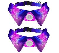 2 Pack Dog Collar with Bowtie and Bell, American Indian Dreamcatcher Adjustable Lapel Design Cat Bow Tie Collar for Small Pets