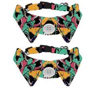 2 Pack Dog Collar with Bowtie and Bell, Angry Shark Sea Life Pattern Adjustable Lapel Design Cat Bow Tie Collar for Small Pets