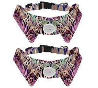 2 Pack Dog Collar with Bowtie and Bell, Animal Lion Leo and Snake Mix Pattern Adjustable Lapel Design Cat Bow Tie Collar for Small Pets