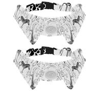 2 Pack Dog Collar with Bowtie and Bell, Animals Hippo Giraffe Lion Zebra Monkey Adjustable Lapel Design Cat Bow Tie Collar for Small Pets