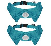 2 Pack Dog Collar with Bowtie and Bell, Art Map Blue Sailing Ship Adjustable Lapel Design Cat Bow Tie Collar for Small Pets