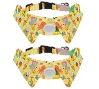 2 Pack Dog Collar with Bowtie and Bell, Beach Animals Panda Elephant Bear Penguin Sloth Koala Lion Adjustable Lapel Design Cat Bow Tie Collar for Small Pets