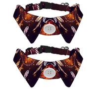 2 Pack Dog Collar with Bowtie and Bell, Beautiful Dreamcatcher Follow Your Dream Illustration Adjustable Lapel Design Cat Bow Tie Collar for Small Pets