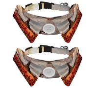 2 Pack Dog Collar with Bowtie and Bell, Beautiful Sunset Dutch Windmill Adjustable Lapel Design Cat Bow Tie Collar for Small Pets