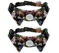 2 Pack Dog Collar with Bowtie and Bell, Black Bears Art Adjustable Lapel Design Cat Bow Tie Collar for Small Pets