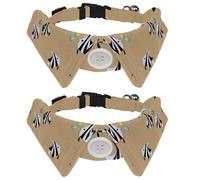 2 Pack Dog Collar with Bowtie and Bell, Black White Stripes Fish Pattern Adjustable Lapel Design Cat Bow Tie Collar for Small Pets