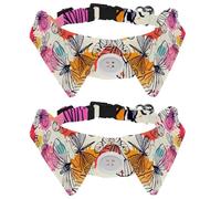 2 Pack Dog Collar with Bowtie and Bell, Butterflies Dragonflies Adjustable Lapel Design Cat Bow Tie Collar for Small Pets