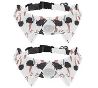 2 Pack Dog Collar with Bowtie and Bell, Cartoon Ostrich Adjustable Lapel Design Cat Bow Tie Collar for Small Pets