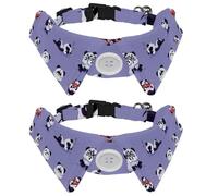 2 Pack Dog Collar with Bowtie and Bell, Cartoon Panda Different Post Illustrations Adjustable Lapel Design Cat Bow Tie Collar for Small Pets