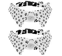 2 Pack Dog Collar with Bowtie and Bell, Cat Dog Black Paw Footprint Pattern Adjustable Lapel Design Cat Bow Tie Collar for Small Pets