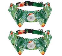 2 Pack Dog Collar with Bowtie and Bell, Chameleon and Cactus Adjustable Lapel Design Cat Bow Tie Collar for Small Pets